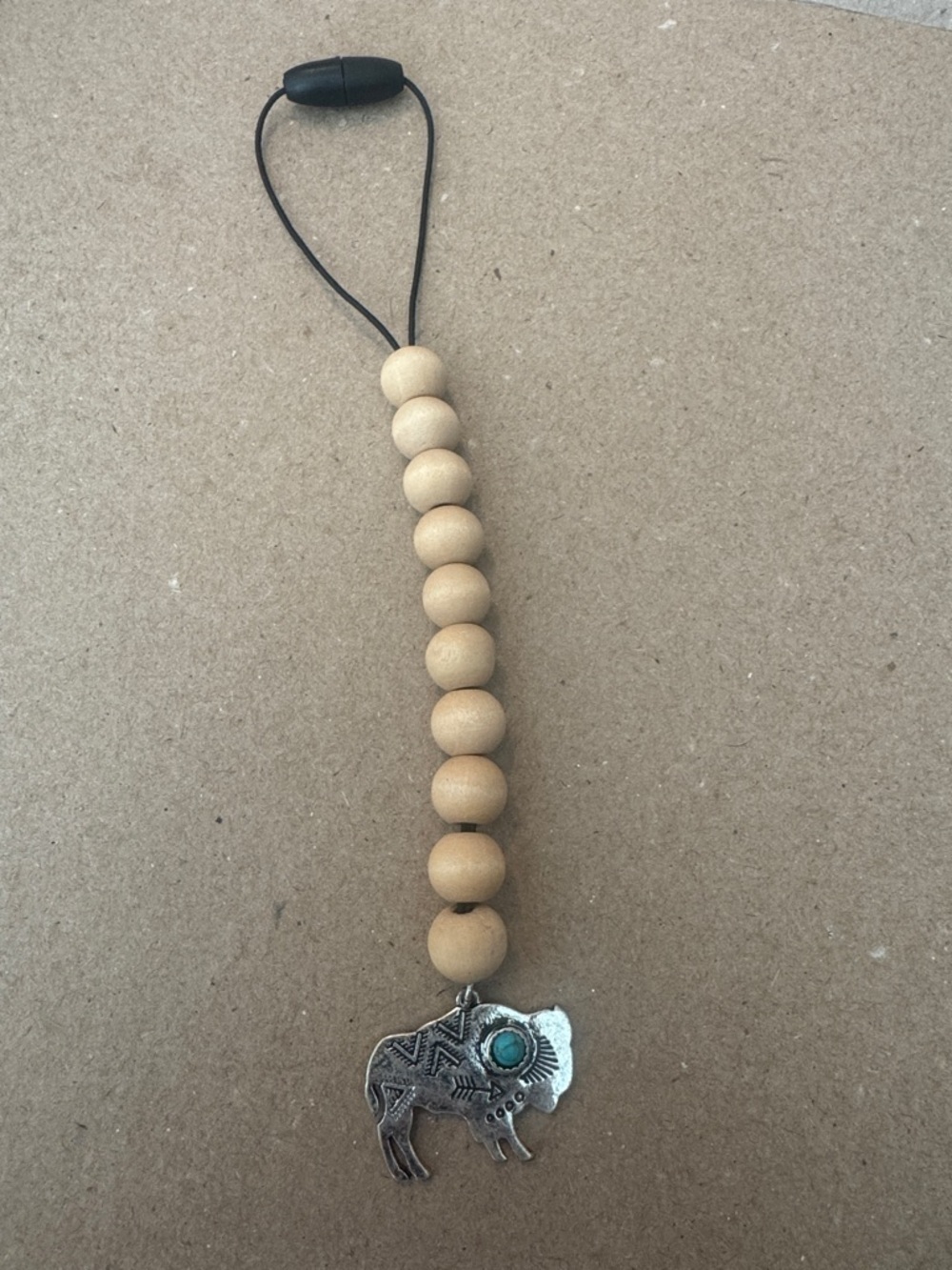 Beaded Buffalo Charm Lanyard - for REARVIEW mirror